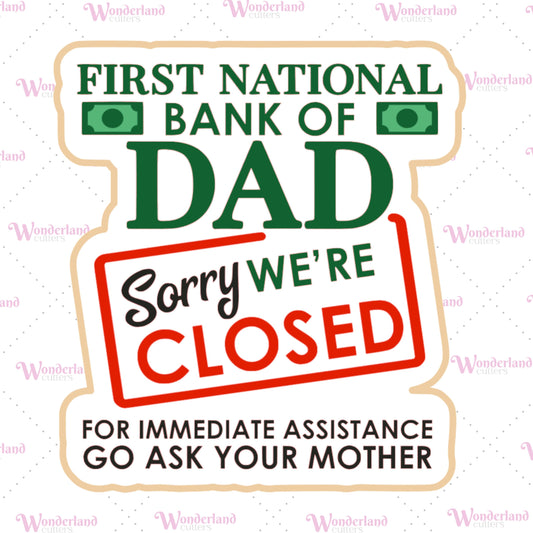 Bank of Dad Plaque CC