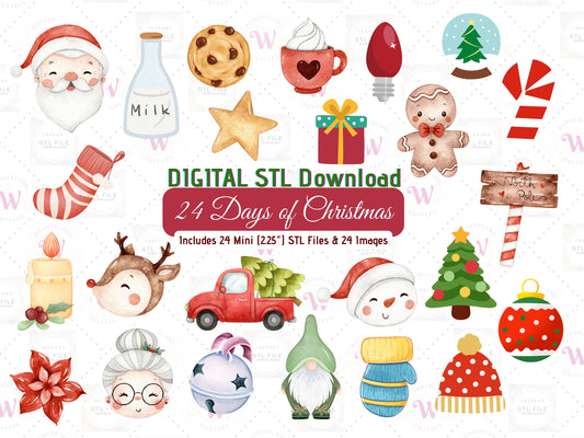 DIGITAL STL - 24 Days of Christmas -  Set of 24 Mini (2.25")